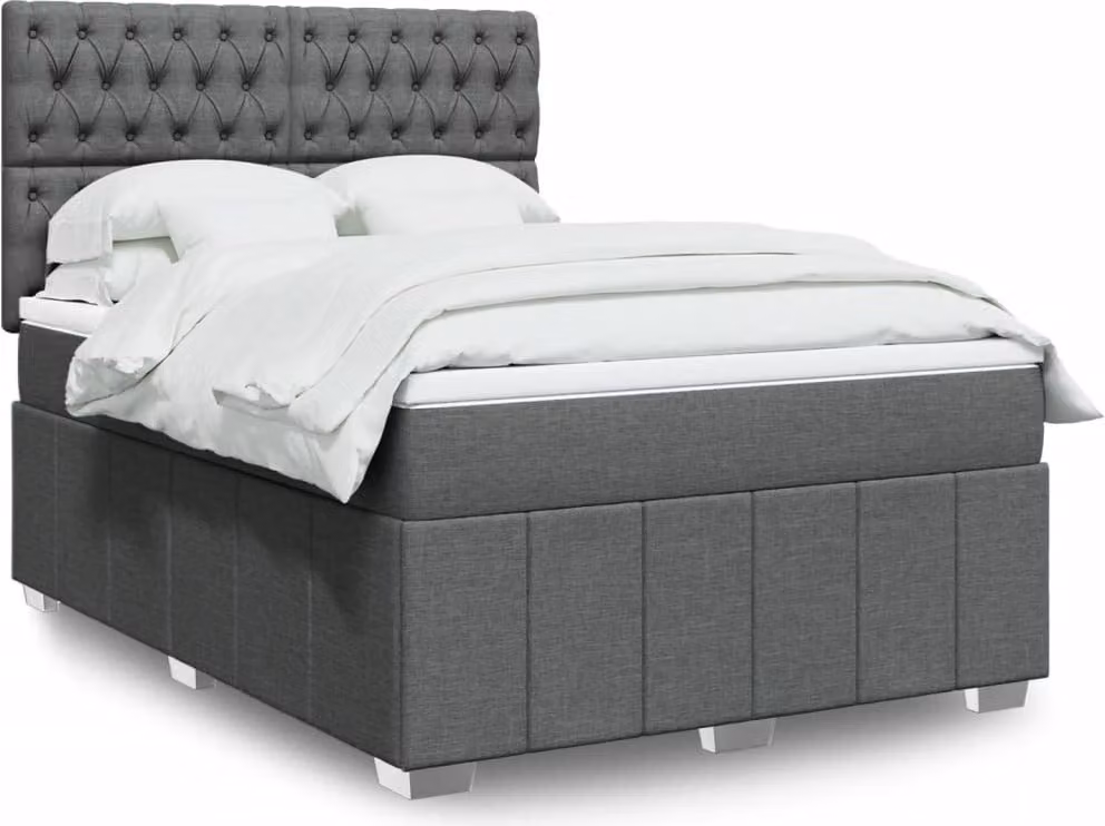 Maison Exclusive - Giroletto a Molle con Materasso Grigio Scuro 140x200cm Tessuto