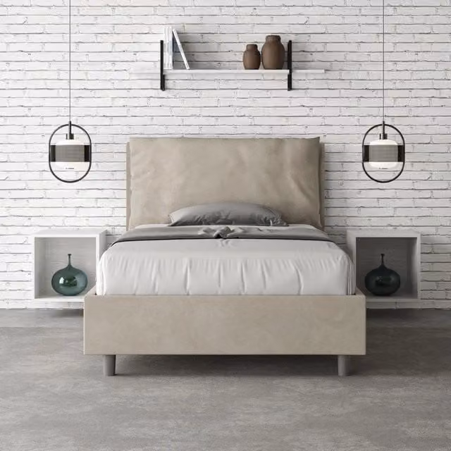 Letto imbottito Ityhome in microfibra color sabbia, L/P: 120 x 200 cm