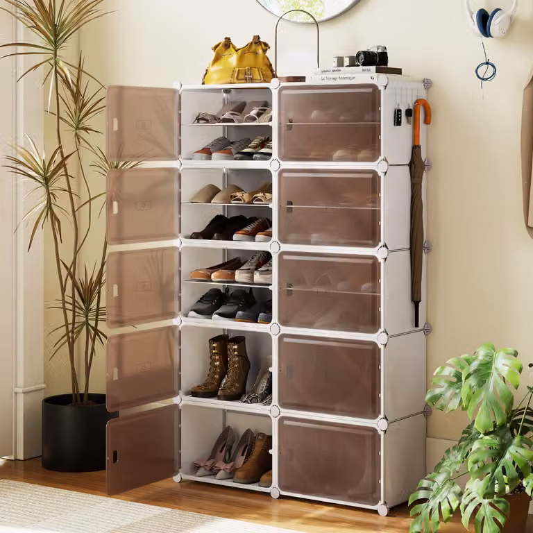 Armadietto porta scarpe Costway bianco con mensole interne rimovibili per ingresso e camera da letto