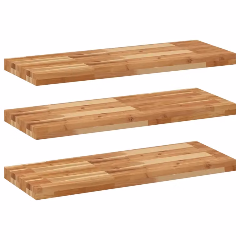 Set di 3 mensole da parete VIDAXL in legno di acacia marrone con finitura ad olio, L 80 x P 30 x H 4 cm