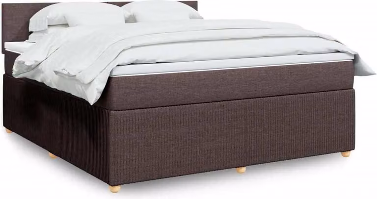 Maison Exclusive - Letto boxspring con materasso, marrone scuro, 180x200 cm, rivestimento in tessuto