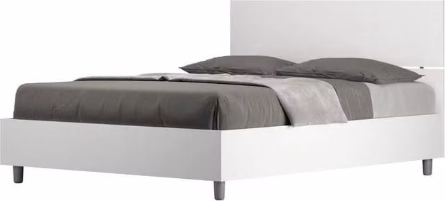 Letto Matrimoniale Francese 140x190 cm Senza Rete Demas Testata Dritta Bianco Frassino