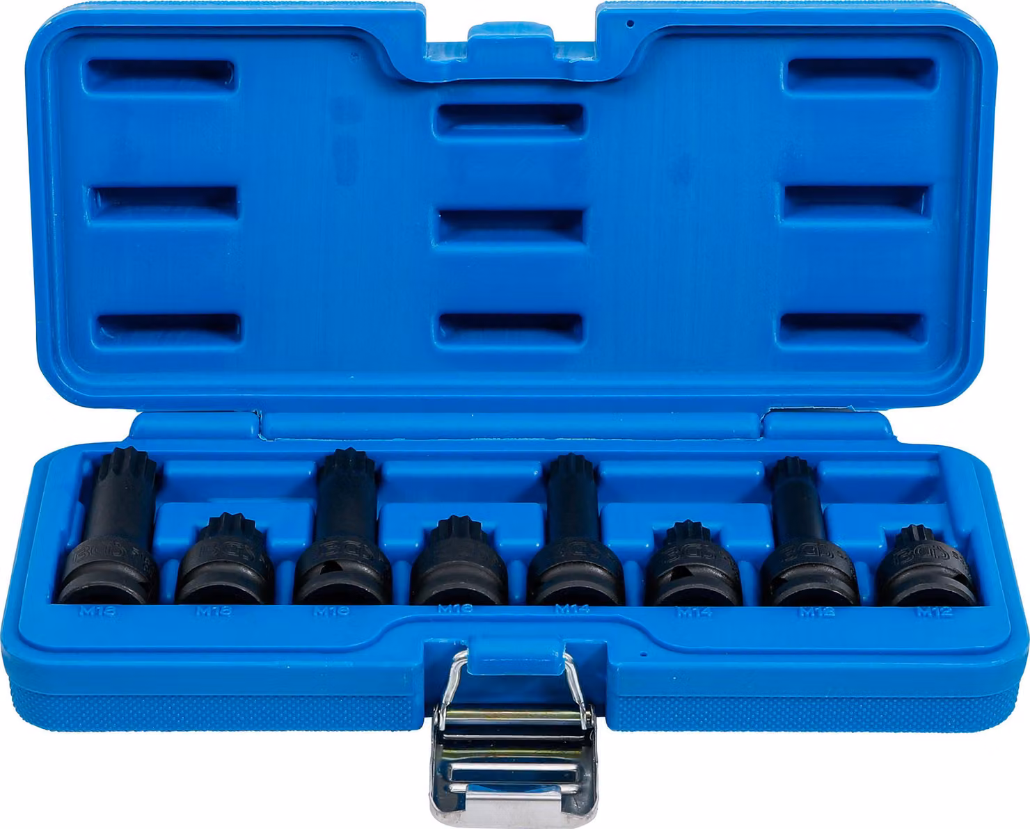 Set di bussole BGS Kraft con attacco quadro 12,5 mm (1/2") interno multidente (per XZN) M12 - M18 8 pezzi - 5381