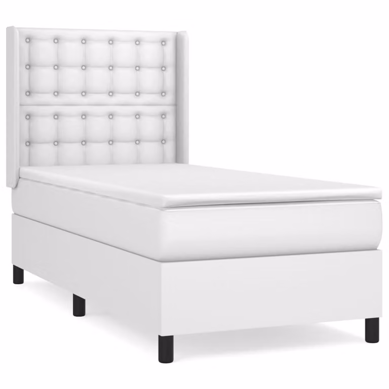 Giroletto a Molle con Materasso Bianco 90x200 cm in Pelle finta