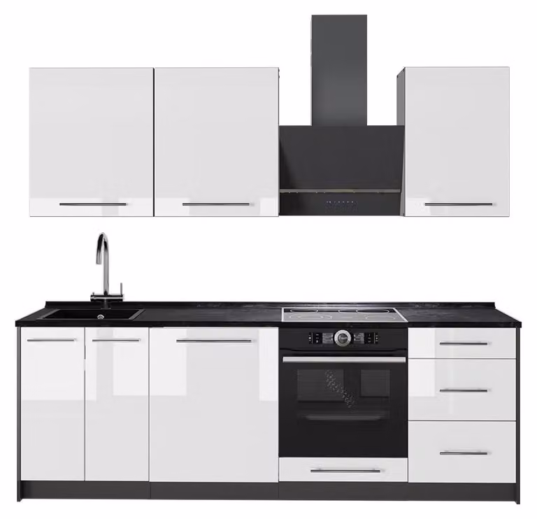 Cucina componibile Vicco Fame-Line Bianco lucido/Antracite 230 cm senza piano di lavoro, Model 63970