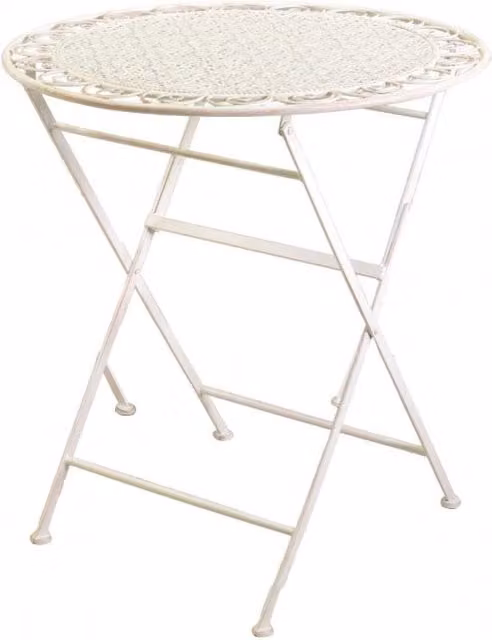 Tavolo tondo in metallo Vacchetti colore bianco per giardino, Diametro: 70 cm, Altezza: 76 cm