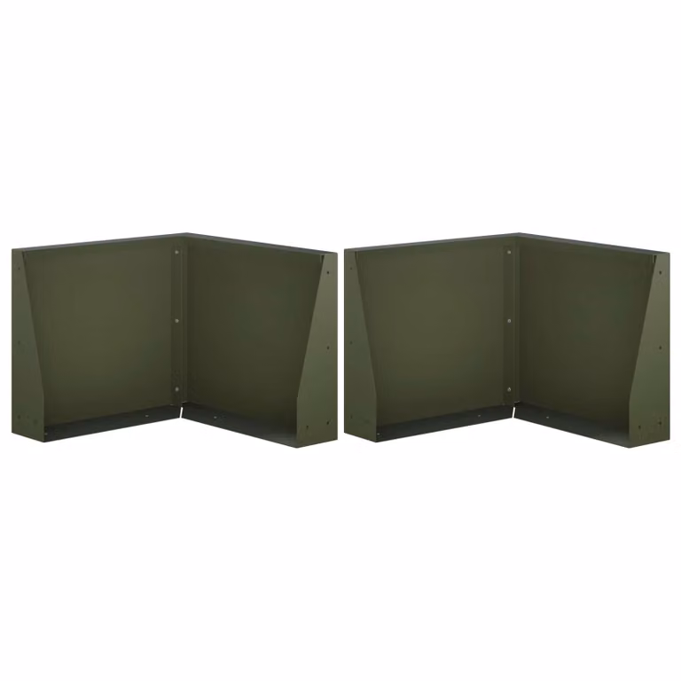Set di 2 aiuole rialzate vidaXL in acciaio color verde oliva L/P/H: 50 x 50 x 30 cm