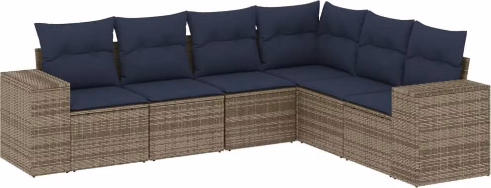 Set Divani da Giardino 6 pz con Cuscini Grigio in Polyrattan