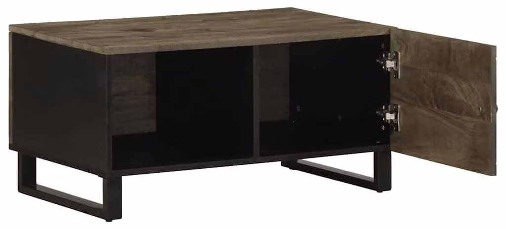 Tavolino da salotto in legno massello con spazio contenitivo, dimensioni 80x50x40 cm