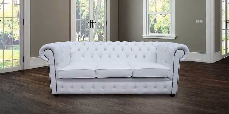 Chesterfield Design Luxus Polster Sofa Couch Sitz Garnitur Leder #243