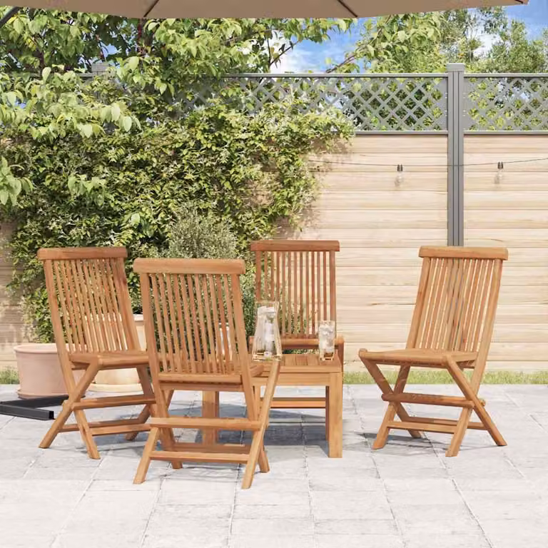 Set di 4 sedie pieghevoli da giardino vidaXL in legno di teak marrone L: 46 cm, P: 47 cm, H: 89 cm