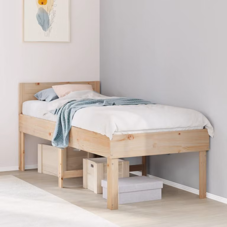Letto senza materasso vidaXL in legno massello di pino marrone L/P/H: 190 x 90 x 93,5 cm
