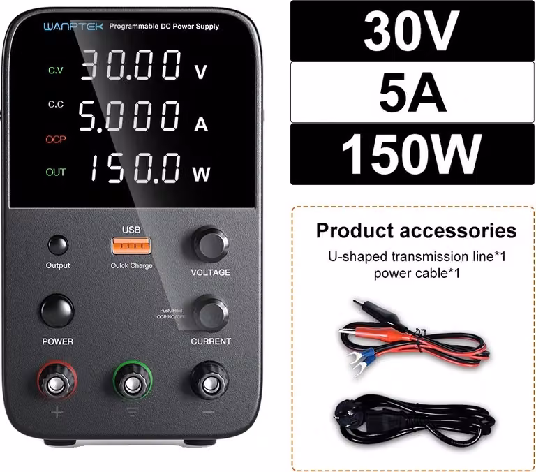 Wanptek Alimentatore DC, tensione di uscita 30V/60V/120V, corrente regolabile fino a 10A, WPS305H