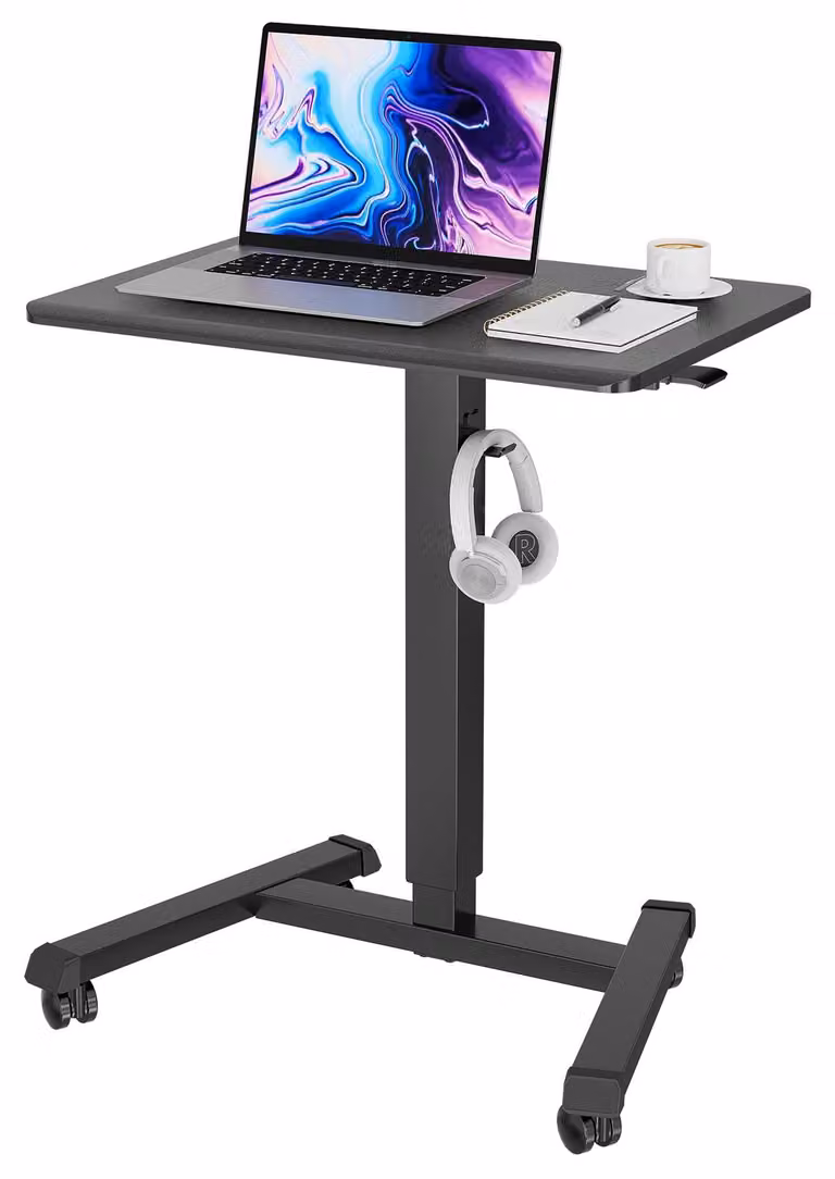 Scrivania mobile, 65x45 cm. Scrivania regolabile in altezza, con rotelle