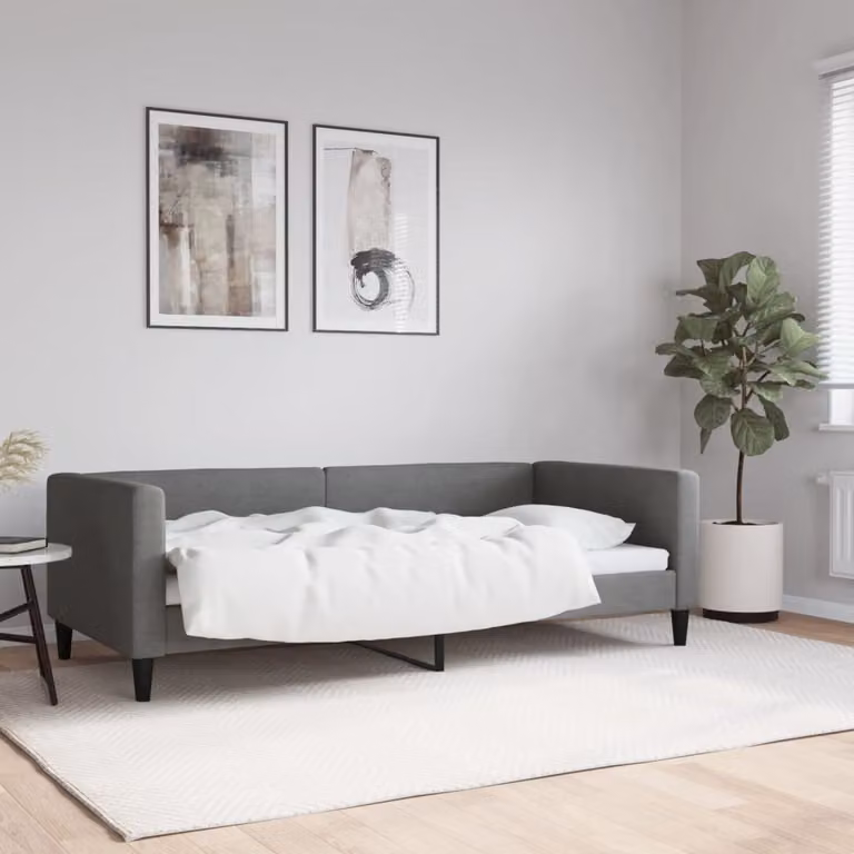 Maison Exclusive - Letto a giorno, colore grigio scuro, 90x190 cm, tessuto