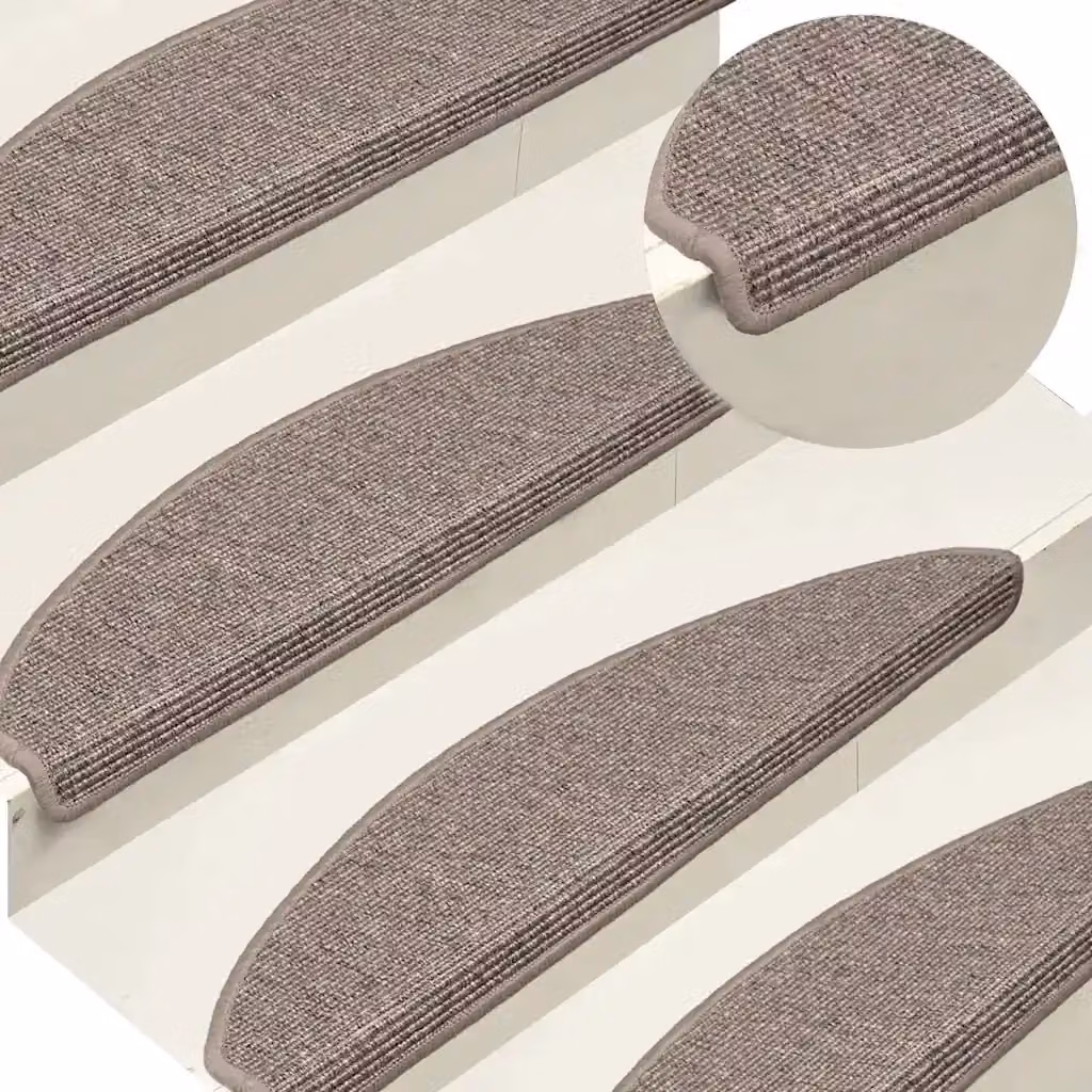 Set di 15 tappetini per scale semicircolari DESIGN IN, antiscivolo e fonoassorbenti, colore beige, L: 65 cm, P: 21 cm, H: 4 cm – 2