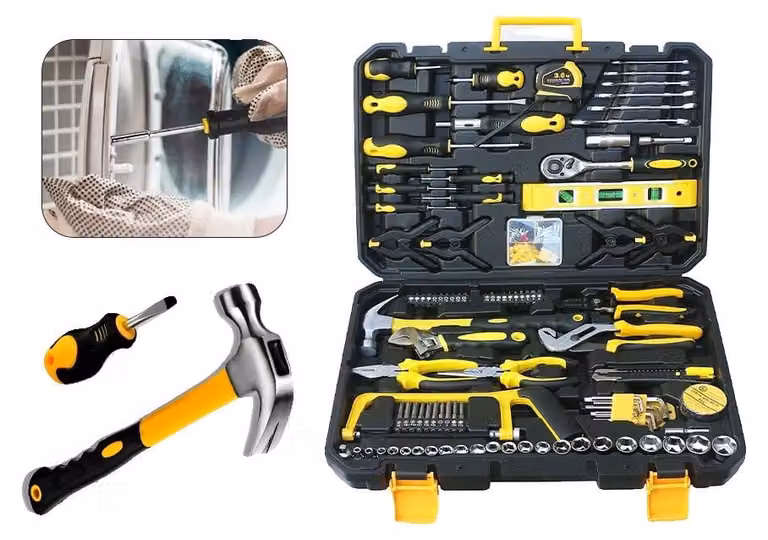 Set di chiavi a bussola, 158 pezzi, custodia portatile, set di utensili misti, compatibile per riparazioni domestiche, metallo di alta qualità