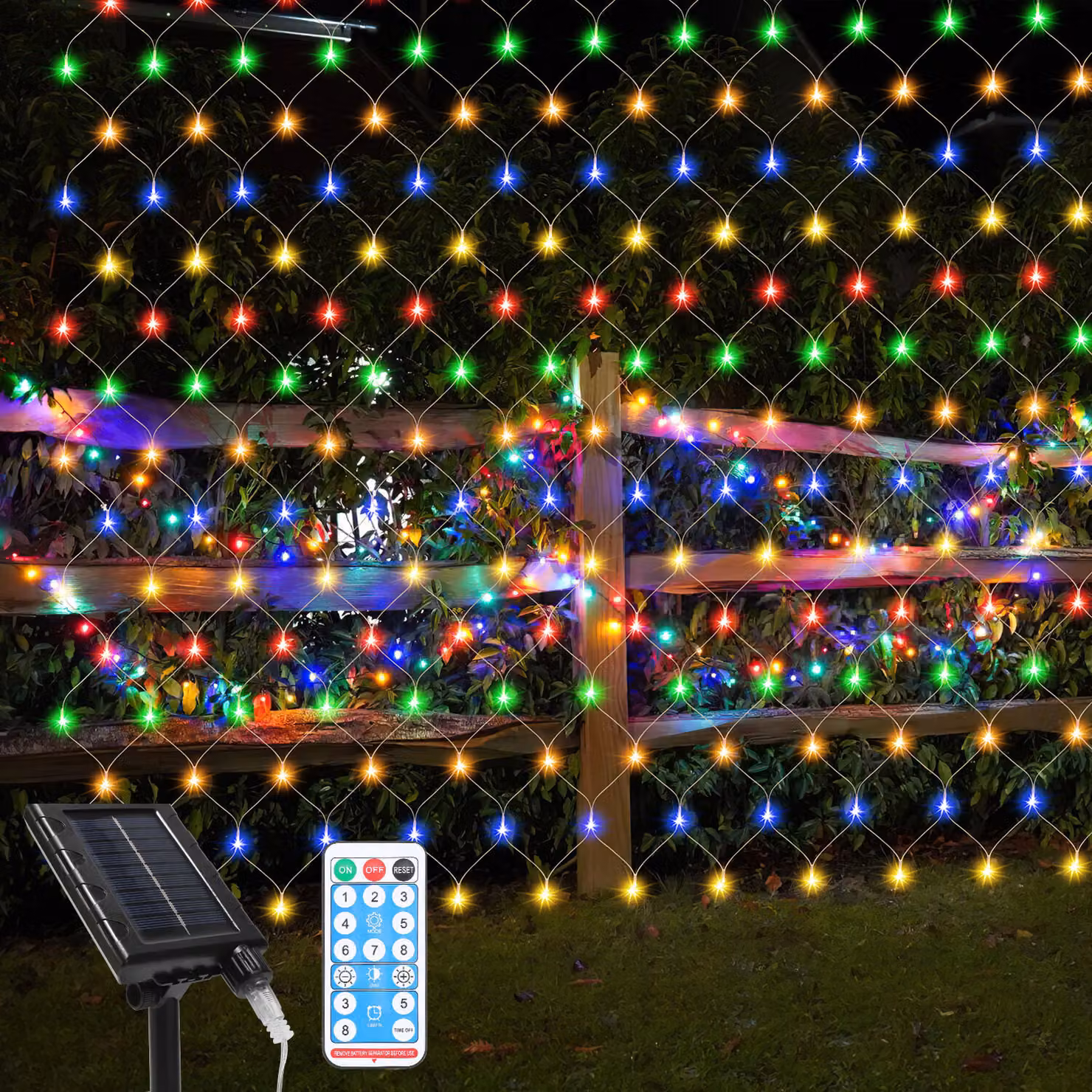 Clanmacy LED luce solare rete 2x2M luci colorate fata luci di Natale luce tenda decorazione interna esterna 8 modalità IP44
