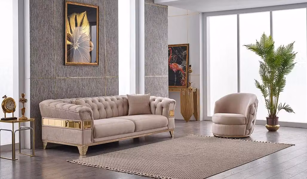 Design Luxus Möbel 2tlg Sofagarnitur Set 3+1 Sitzer Komplett Wohnzimmer