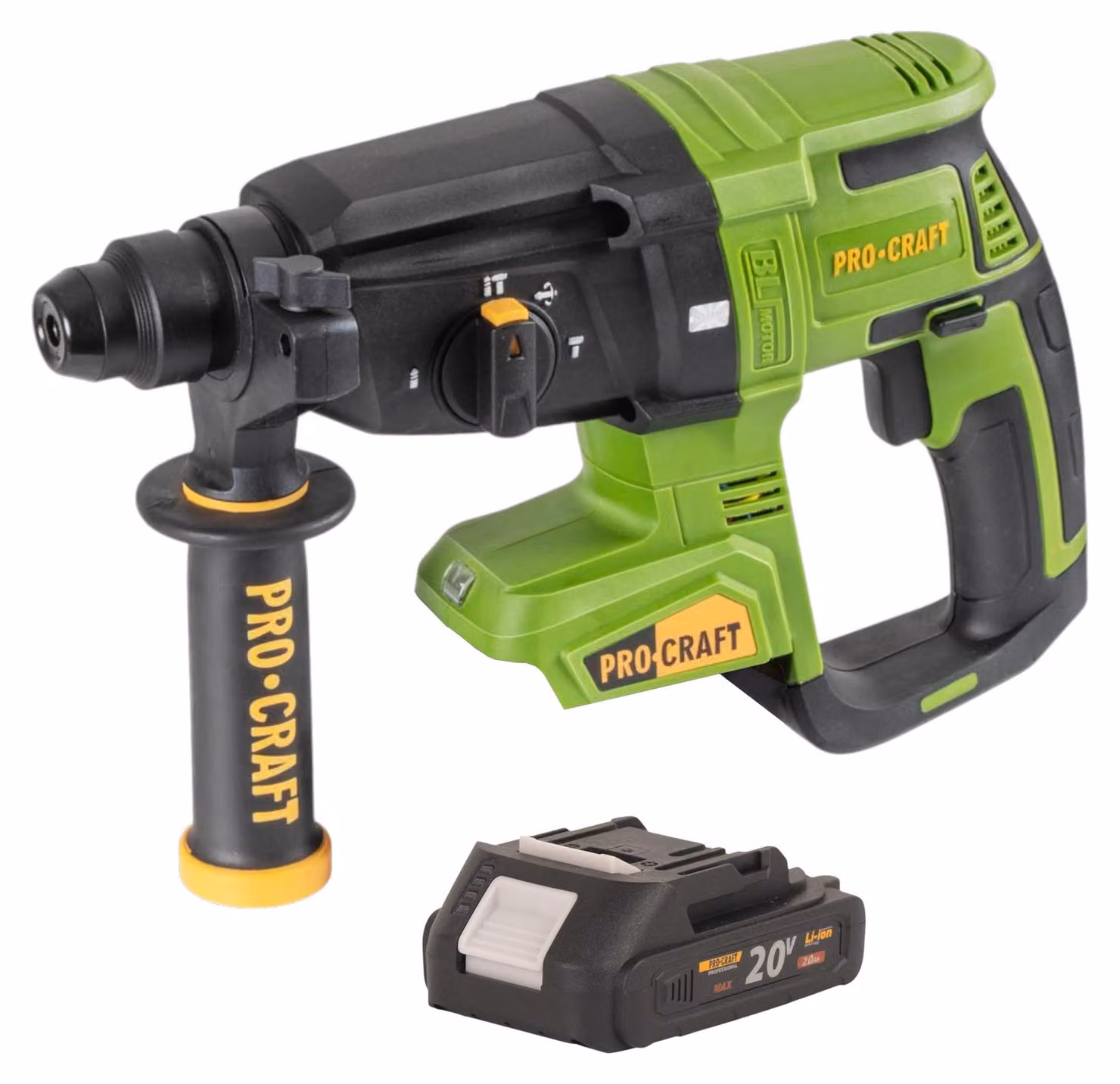 Martello perforatore a batteria Procraft PHA40bb 20 V 2,6 J SDS plus Brushless + 1x batteria 2,0 Ah - senza caricabatterie