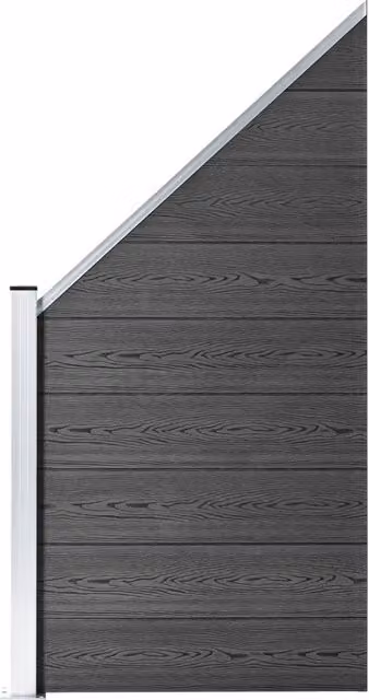Set di Pannelli per Recinzione in WPC e Alluminio vidaxl Nero L: 1138 cm, H: 105-186 cm – 1