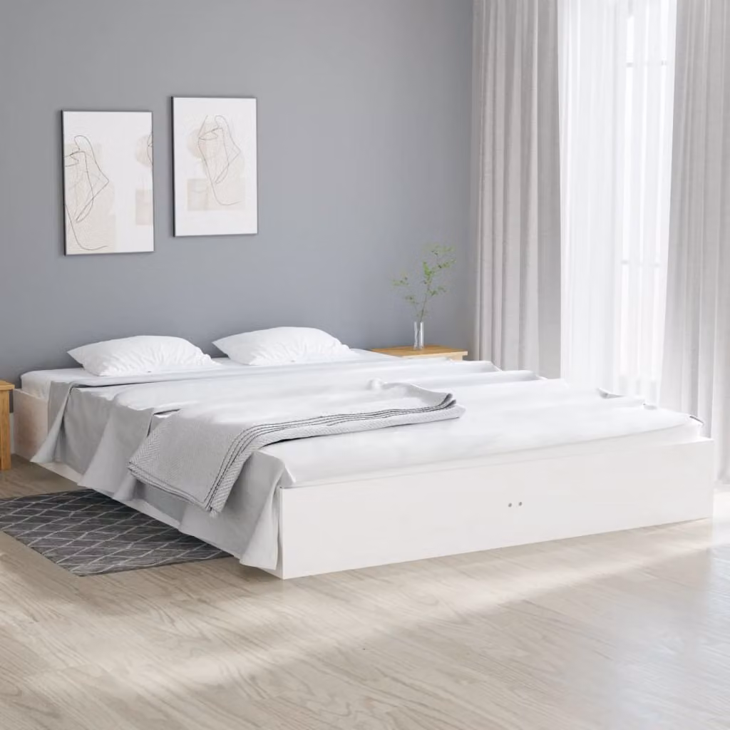 The Living Store Letto in legno massiccio bianco 120x200 cm