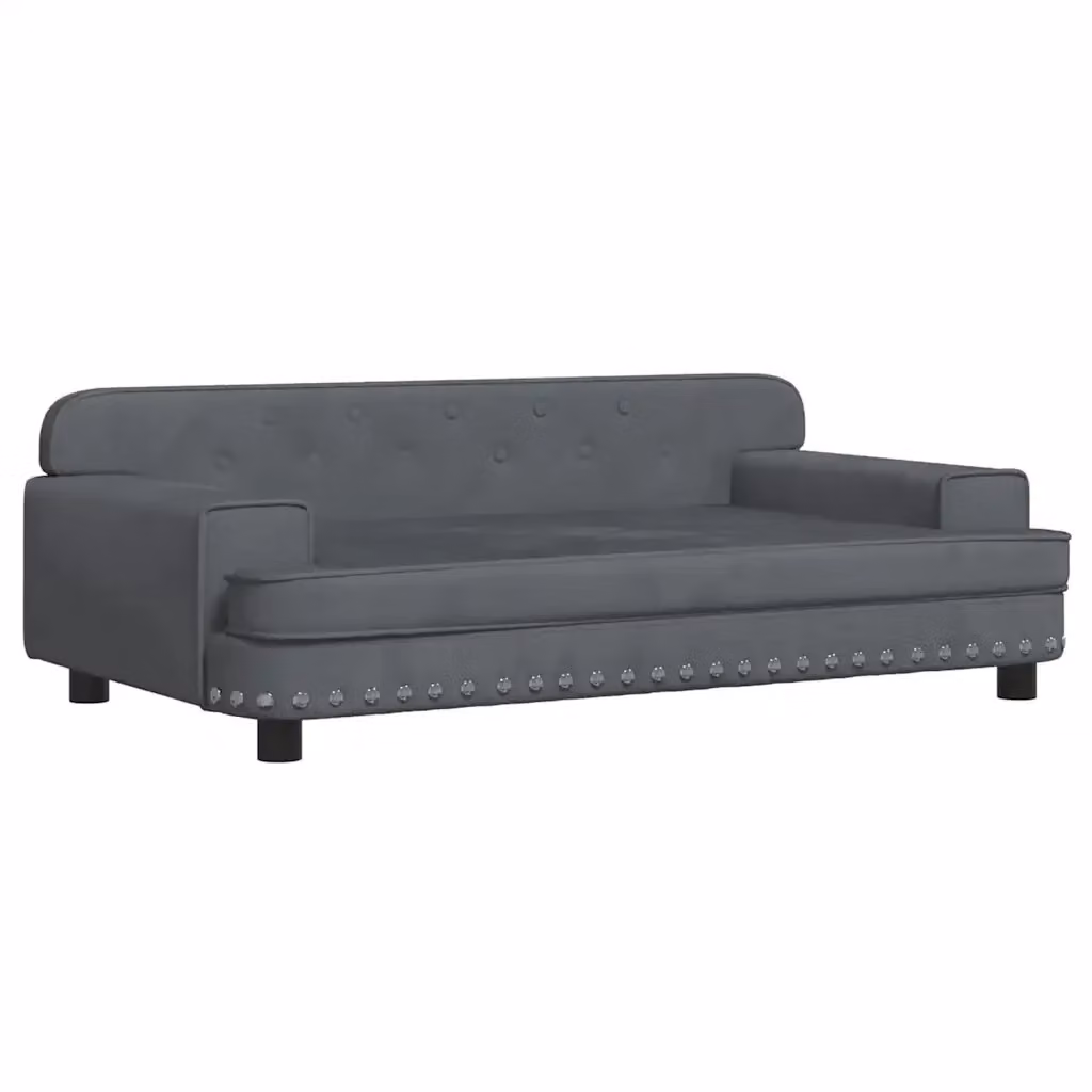 Divano per bambini vidaXL in velluto grigio, L: 90 cm, P: 53 cm, H: 30 cm – 2