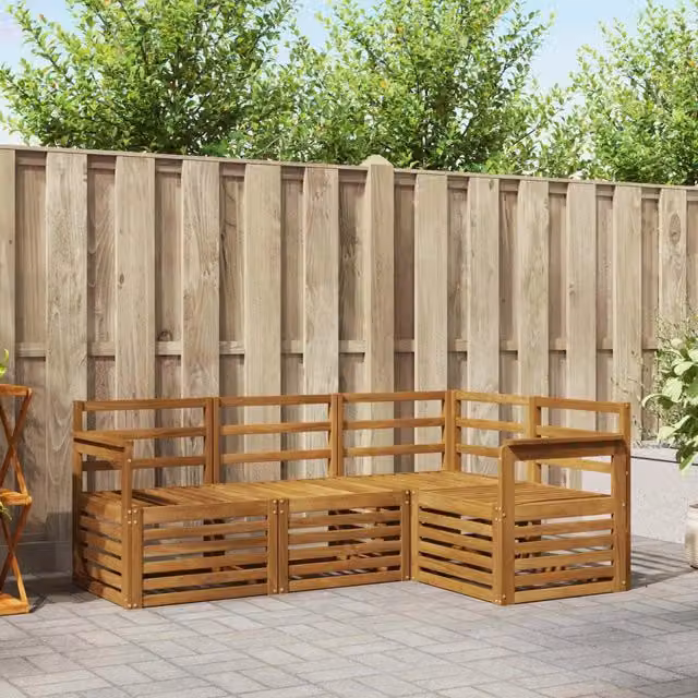 Set di divani da esterno 4 pz Naturale Poliestere 3374714