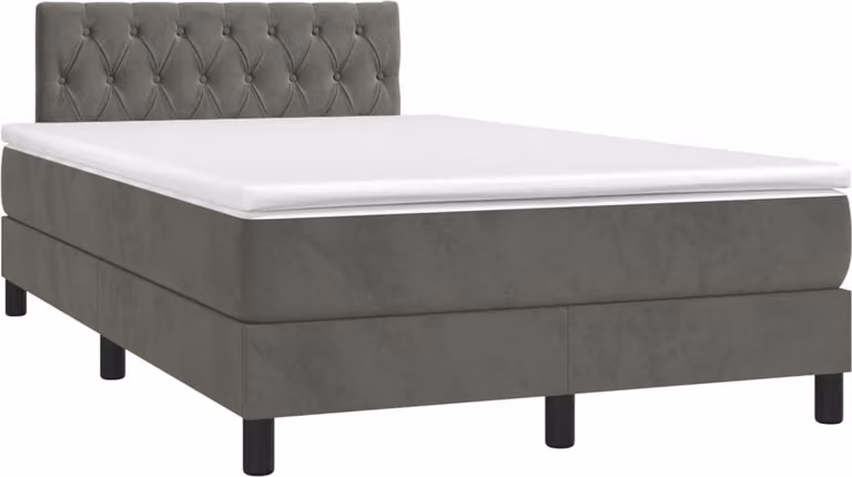 Giroletto a Molle con Materasso Grigio Scuro 120x190 cm Velluto
