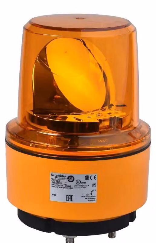 Lampada a specchio rotante Schneider Electric, Harmony XVR, 130 mm, arancione, senza cicalino, 24 V CC XVR13B05