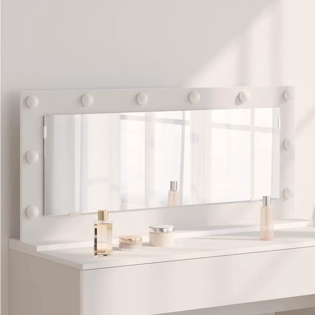 vidaXL Specchio da Vanità Rettangolare con Luce LED Bianco L: 100 cm, P: 45 cm, H: 18 cm