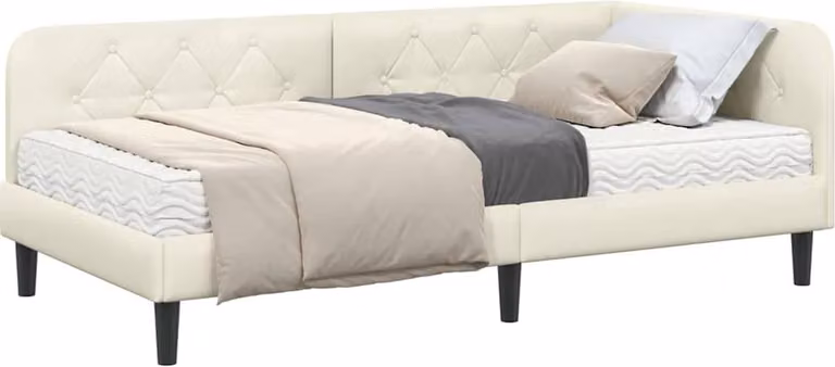 Cornice del letto ad angolo Crema 100 x 200 cm Velluto