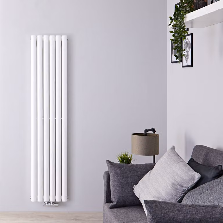 Radiatore Verticale Doppio Bianco di Design con Attacchi Centrali - 1160W - Revive Caldae