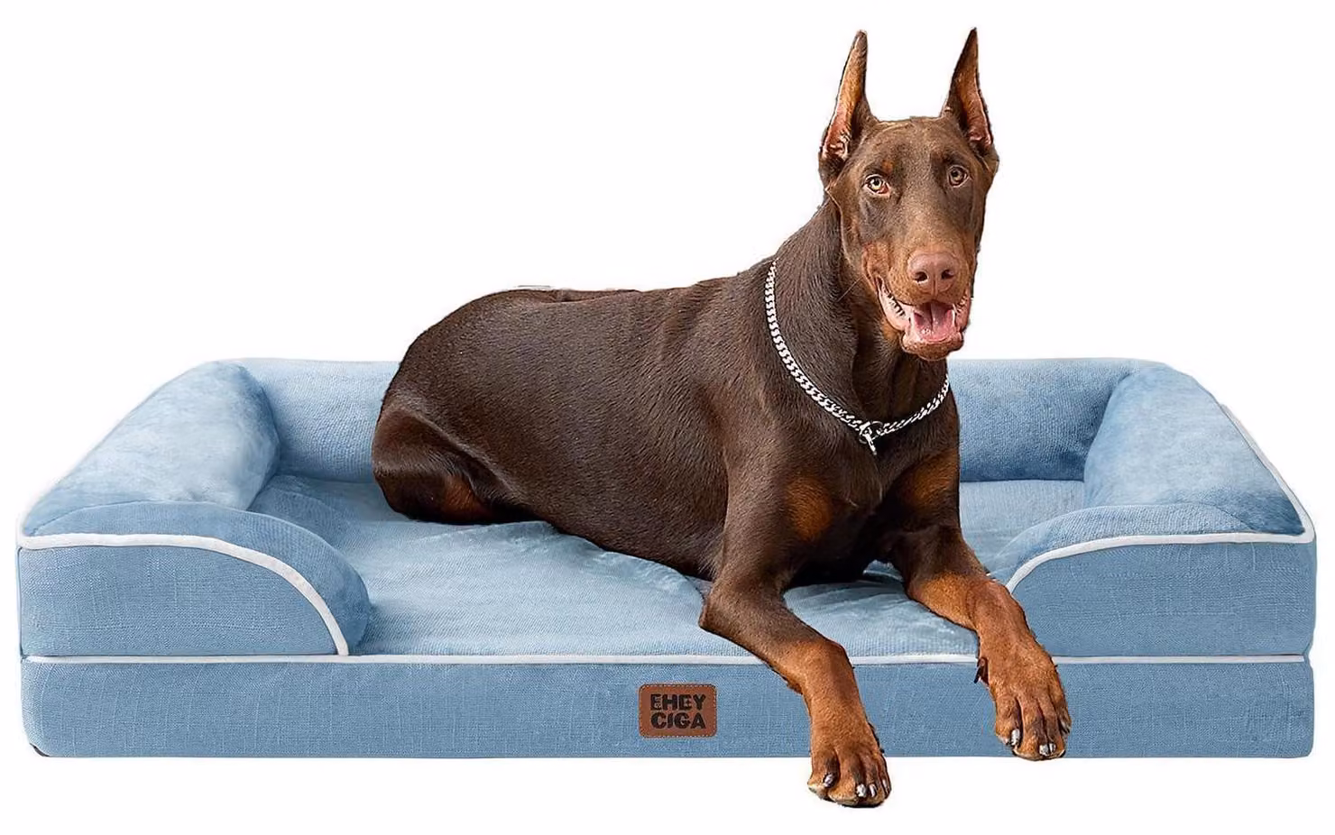 Cuccia ortopedica per cani di grossa taglia, dimensioni 122x89 cm, colore azzurro chiaro