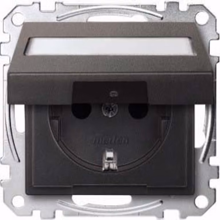 Presa SCHUKO con coperchio ribaltabile e scritta, BRS, a innesto, antracite, Sistema M