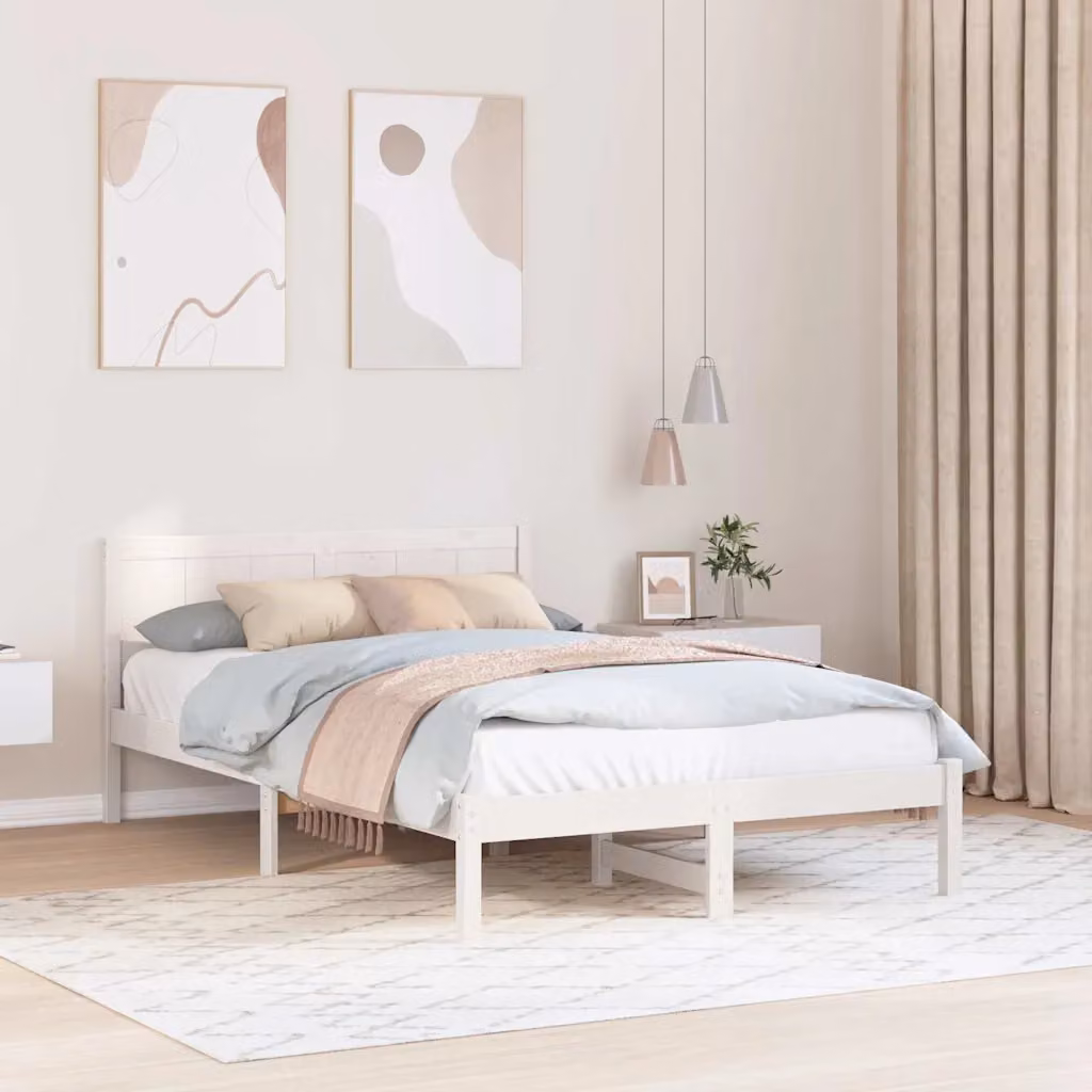 Struttura del letto vidaXL in legno massello di pino bianco L/P/H: 200 x 120 x 102,5 cm