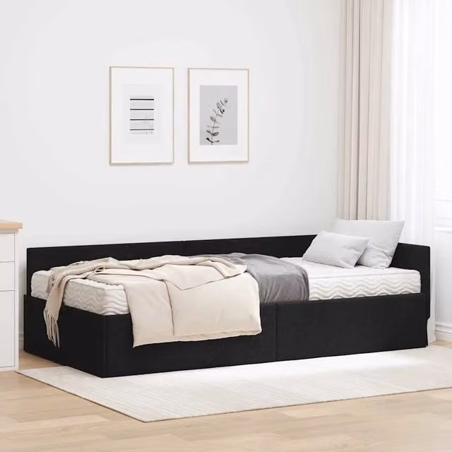 Letto Angolare con Materasso 2 Pezzi vidaXL Nero L/P/H: 190 x 90 x 57 cm