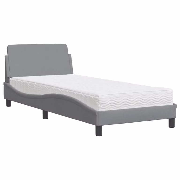 Letto con Materasso Dover Grigio Chiaro 80x200 cm in Tessuto