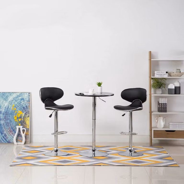 Set di 2 sgabelli da bar vidaXL neri in similpelle con seduta girevole a 360 gradi e struttura in metallo per cucina e sala da pranzo