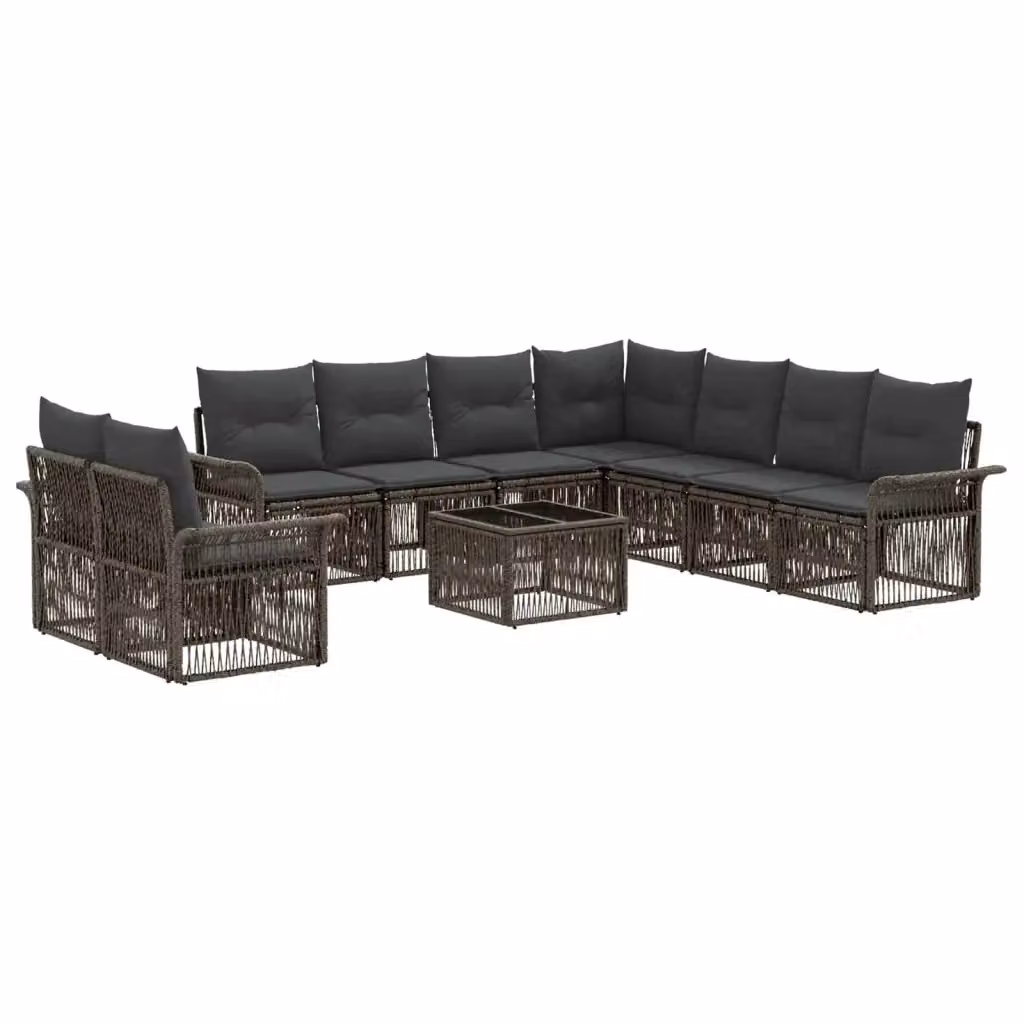 Set Divano da Giardino Moderno vidaXL in Polyrattan Grigio con Cuscini e Tavolino da Esterno – 2