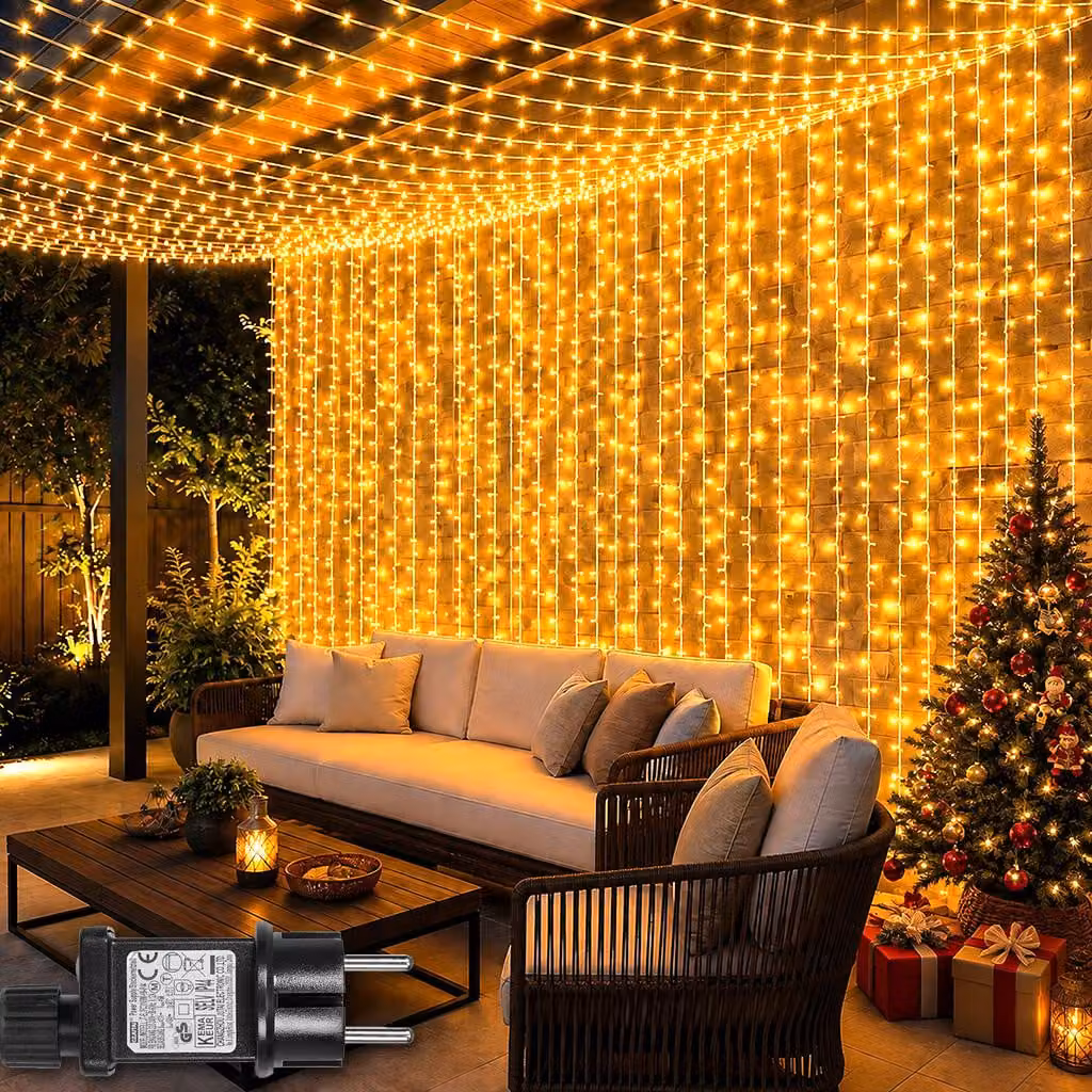 3x3M Tenda Luci Decorazione Indoor Natale LED Fata Luci Tenda 8 Modalità Finestra Con 31V Spina Per Camera Partito Matrimonio Decorazione Natale Bianco Caldo