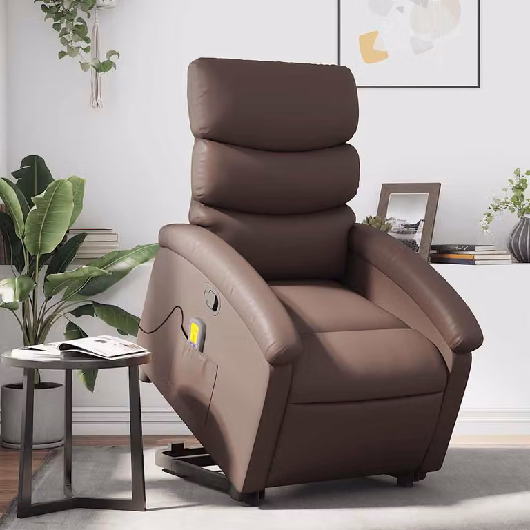Poltrona Alzapersona Reclinabile con Assistenza Elettrica vidaXL in Similpelle Marrone