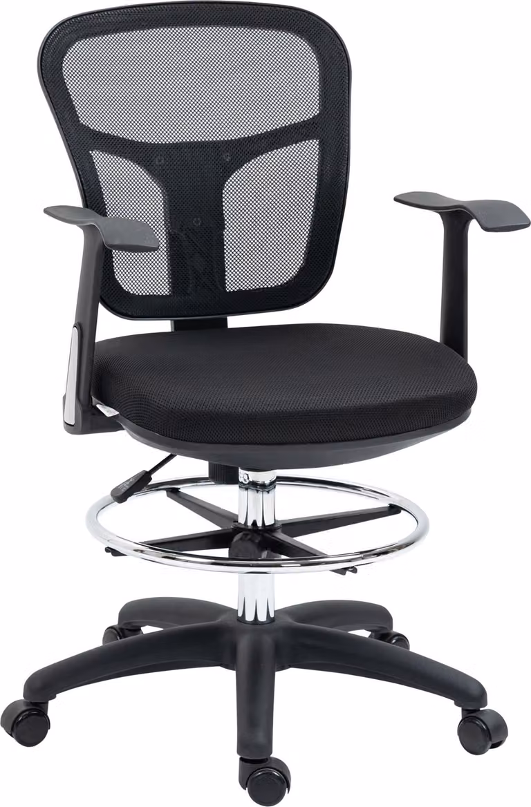Sedia da ufficio ergonomica Moonbite, altezza regolabile da 95 a 115 cm, con schienale in mesh, supporto lombare, poggiapiedi e braccioli pieghevoli, portata massima 120 kg, realizzata in poliestere, colore nero