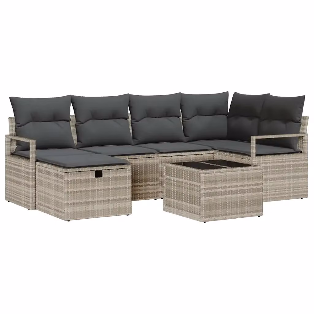 Set di divani da giardino vidaXL a forma di U composto da 7 pezzi con cuscini e tavolino, colore grigio – 2
