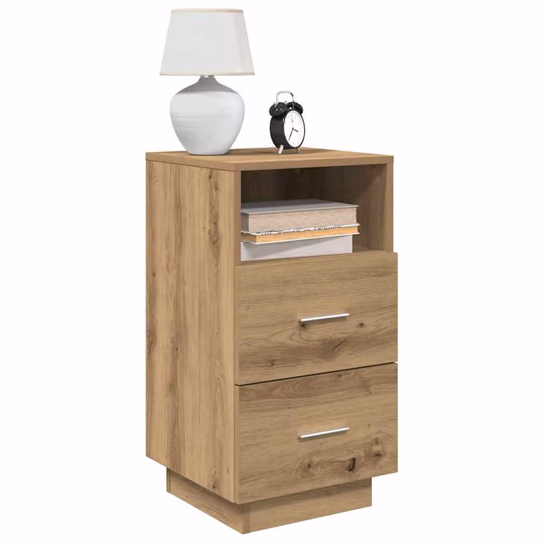 Comodino con 2 Cassetti vidaXL in Rovere Artigianale Marrone L/P/H: 36 x 36 x 68 cm