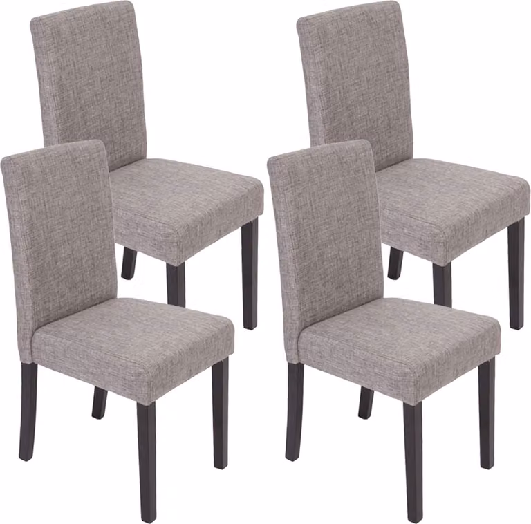set di 4 sedie da sala da pranzo Sedia da cucina Littau ~ tessile, grigio, gambe scure