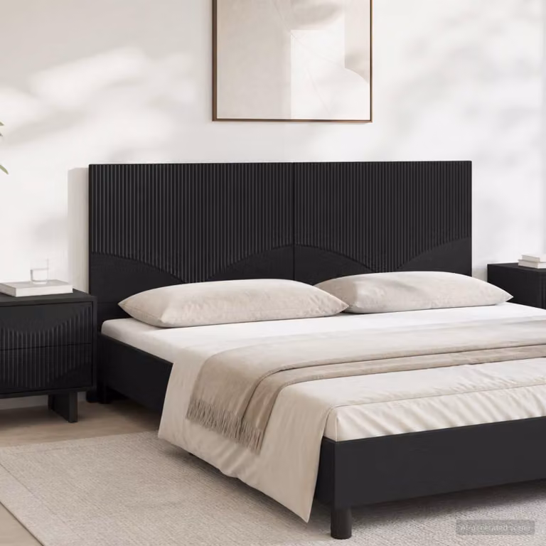 Testiera da muro vidaXL HOORN con mensola integrata, Nero opaco, L: 180 cm, H: 50 cm, P: 15,56 cm