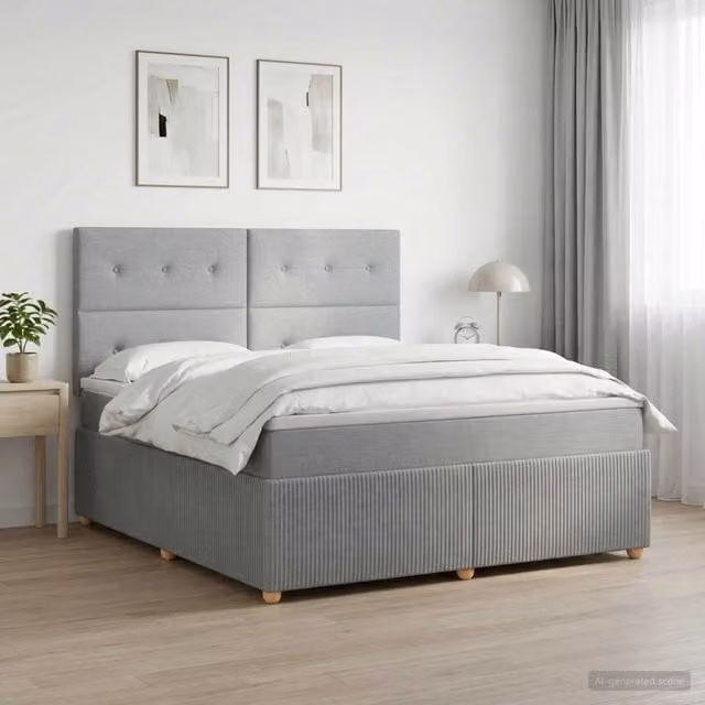 Letto Box Spring LED con Materasso Grigio Chiaro 180 x 200 cm 3455916