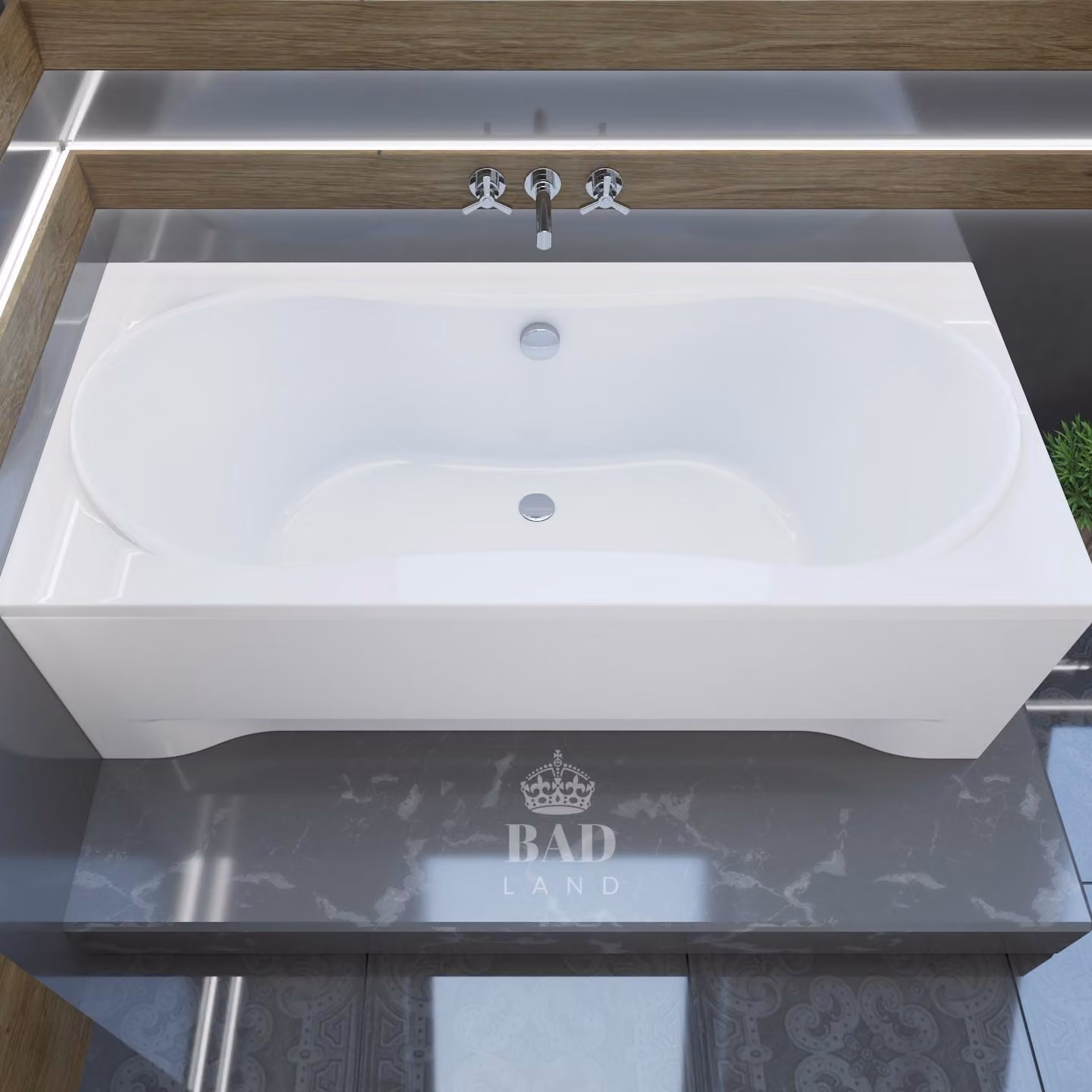 Vasca rettangolare 170x80 con grembiule in acrilico, set di scarico e piedini GRATIS | Set completo 4in1 Vasca originale in acrilico con sifone | BADLAND LONG