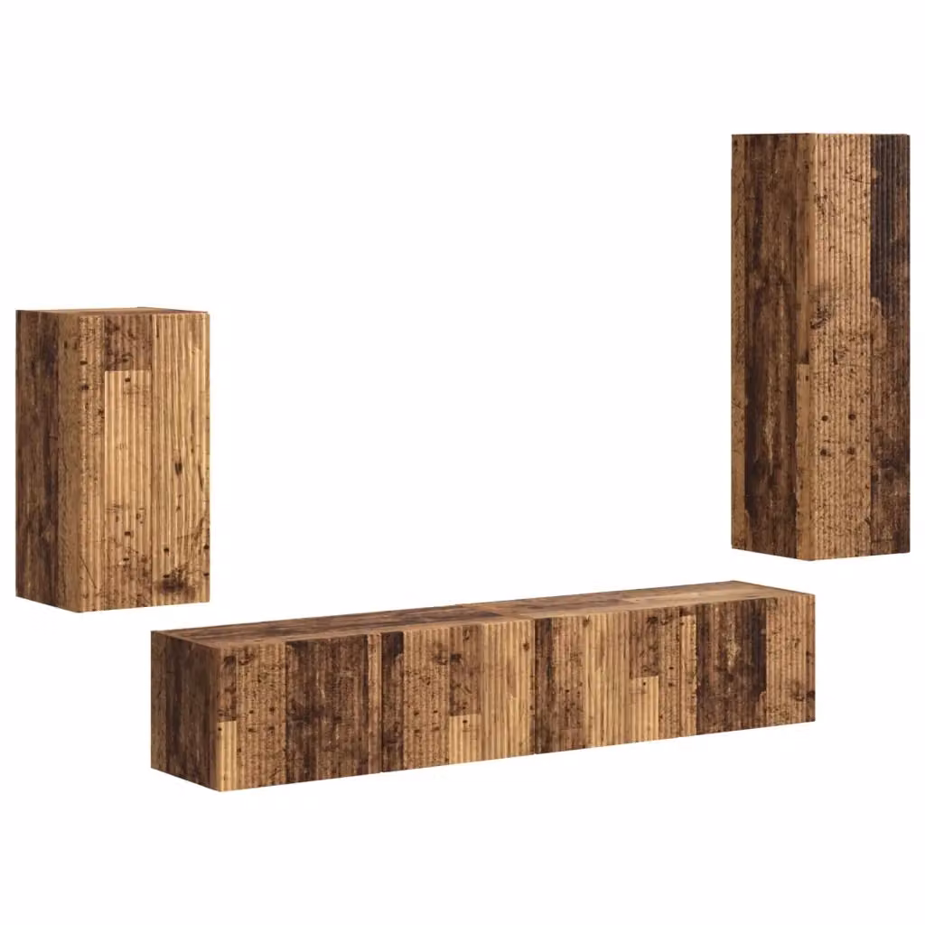 Set mobile TV vidaXL da 4 pezzi in legno effetto vecchio marrone per soggiorno – 2